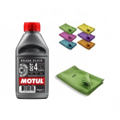 TUDETIC - Liquid Hydraulic Oil for Brakes MOTUL DOT 4 LV 500ml + Microfiber Chamois Cloth 30x40 cm Brake KIT-MOT-3