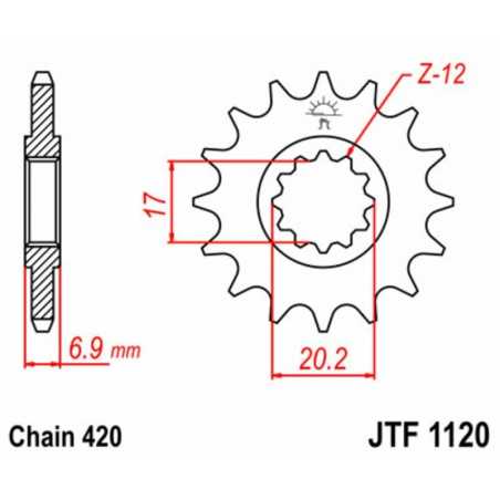 JT SPROCKETS Front standard steel sprocket 1120 P-420 1077202001