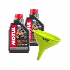 TUDETIC Kit of 2x engine oil + funnel SCOOTER POWER 4T 10W30 MB 1 L KT-1