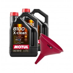TUDETIC Kit 2x Aceite de Motor + Embudo 8100 X-CLEAN C3 5W40 5L KT-25