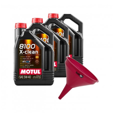 TUDETIC Kit de 3x aceite motor + embudo 8100 X-CLEAN C3 5W40 5L KT-27