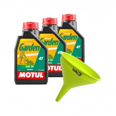TUDETIC Kit of 3x engine oil + funnel GARDEN 4T SAE 30 1L KT-38