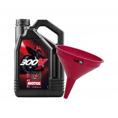 TUDETIC Aceite de motor + Embudo 4T 300V FL ROAD RACING 5W40 4L KT-59