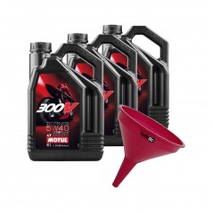 TUDETIC Kit de 3x Aceite Motor + Embudo 4T 300V FL Road Racing 5W40 4L KT-62