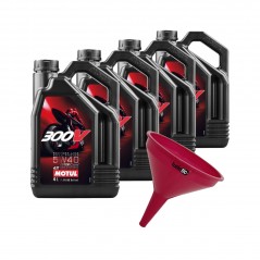 TUDETIC Kit 4x Aceite de Motor + Embudo 4T 300V FL Road Racing 5W40 4L KT-64
