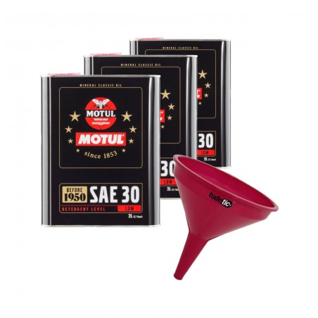 TUDETIC - Kit of 3x engine oil + funnel SAE 30 (CLASSIC) 2L KT-69
