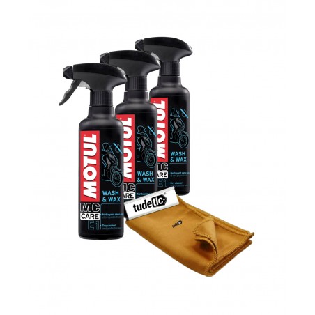 TUDETIC - Kit de 3x limpieza carrocería con cera MC CARE E1 Wash Wax 0,4L + trapo microfibra KT-109