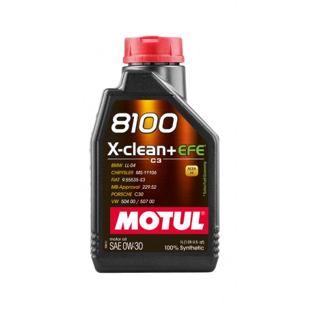 MOTUL Aceite lubricante motor sintético para coche 8100 X-CLEAN+ EFE 0W30 1L (12UD) 111657