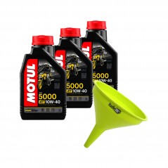 TUDETIC - Kit de 3x Aceite Motor y Embudo 5000 10W40 4T 1L KT-145