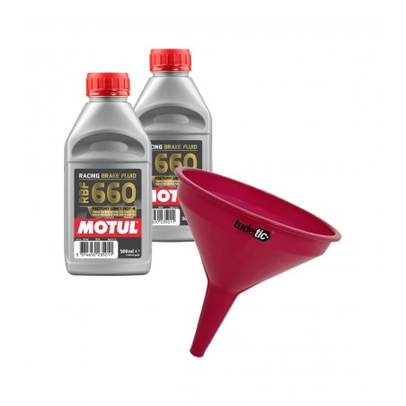 TUDETIC - Kit 2x líquido de frenos + embudo RACING BRAKE 660 0,5L KT-171