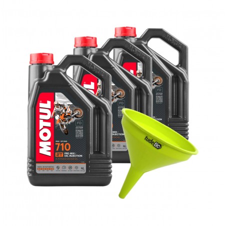 TUDETIC Kit de 3x aceite motor + embudo 710 2T 4L KT-214