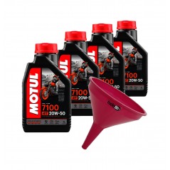 TUDETIC - Kit de 4x aceite motor + embudo 7100 20W50 4T 1L KT-237