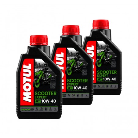 TUDETIC Kit de 3x Aceite Motor SCOOTER EXPERT 4T 10W40 MB 1L KT-257
