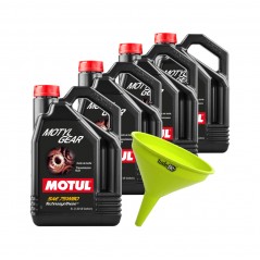 TUDETIC - Kit of 4x manual transmission oil + funnel MOTYLGEAR 75W80 5L KT-272