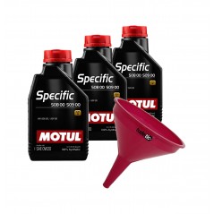TUDETIC Kit de 3x Aceite Motor 0W20 + Embudo, Compatible con VW 508.00-509.00 KT-280