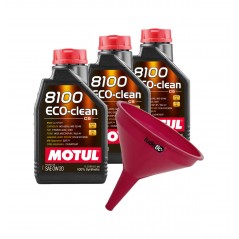TUDETIC Kit de 3x Aceite Motor 8100 ECO-CLEAN 0W20 + Embudo Duradero KT-294