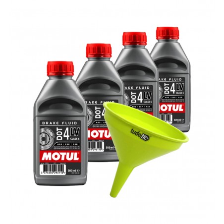 TUDETIC Kit of 4x brake fluid + funnel DOT 4 LV - 500ML KT-303
