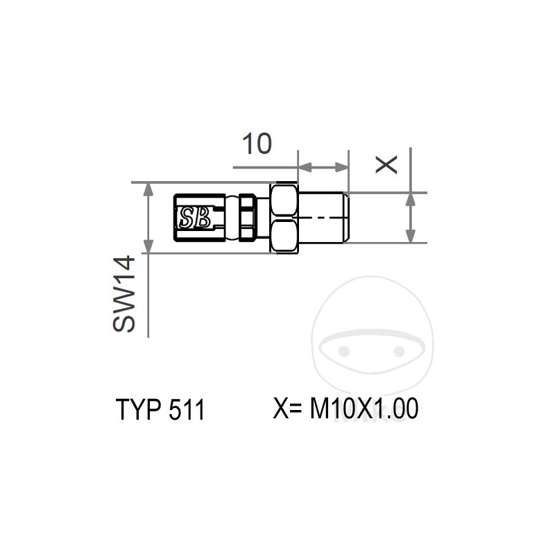 Fixed external thread fitting VARIO TYP511 M10 X 1.00 757.19.20