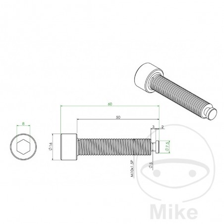 JMP Suspension strut bolt 60 MM 722 722.02.55