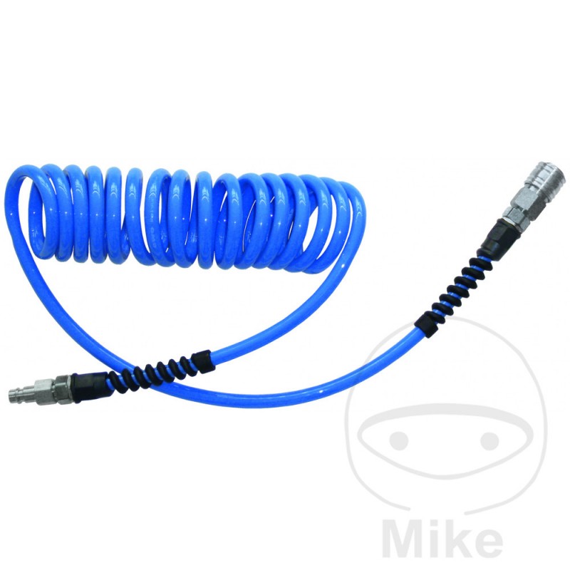 Manguera en espiral de aire comprimido con acoplamiento y boquilla PU 12X8 6 M 656.02.13