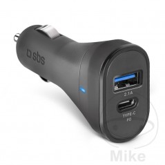 Adaptador de carga usb para coche SBS USB-C 2.1A + 3A 1940780
