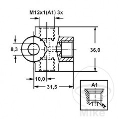 ATE Distribuidor para latiguillo de freno M20X1 E 4421004