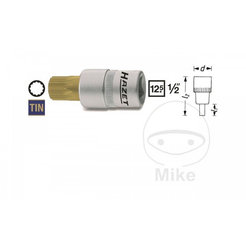 HAZET Punta de destornillador MULTIDENT 1/2 M10 53 MM 605.51.31