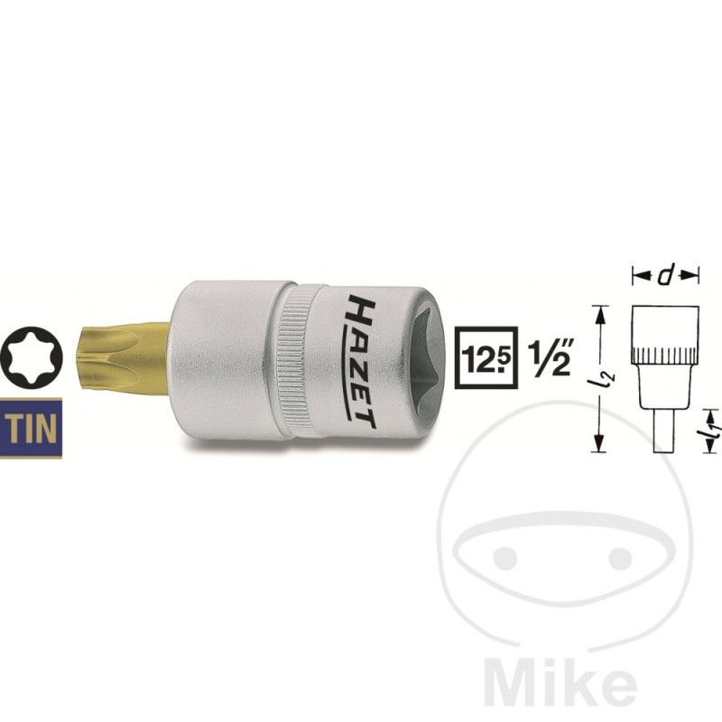 HAZET Punta de destornillador torx 1/2 T45 55 MM 607.76.30
