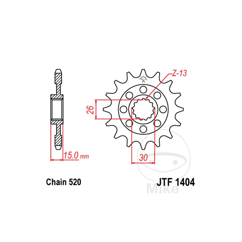 JT SPROCKETS pinion racing fine gear 16T P-520 Ø26/30 MM 726.00.04