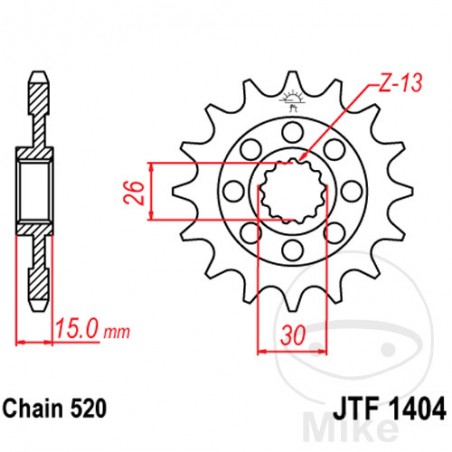 JT SPROCKETS pinion racing fine gear 15T P-520 Ø26/30 MM 726.00.02