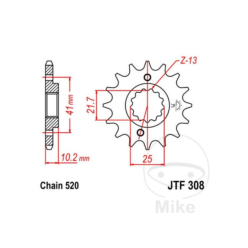 JT SPROCKETS transmission sprocket 14T P-520 ALTN: 7260374 726.31.89