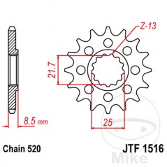 JT SPROCKETS Front pinion fine gear 17 TEETH 520 Ø21.7/25 726.02.34