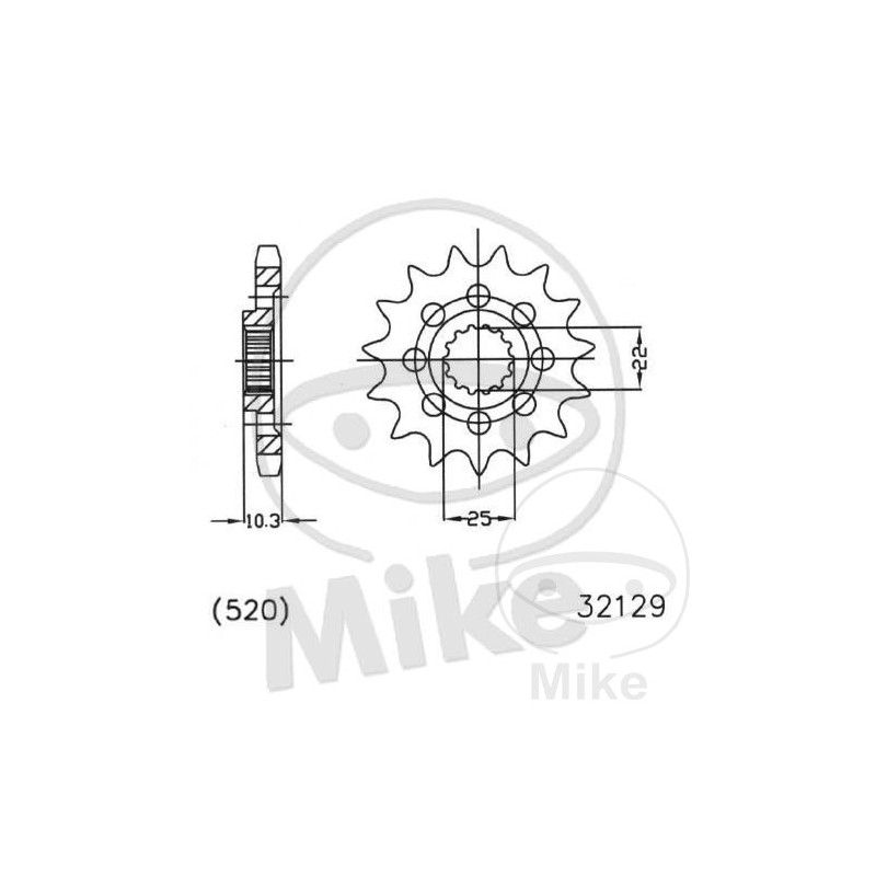 ESJOT pinion racing fine gear 13T P-520 Ø22/25 MM 726.02.51