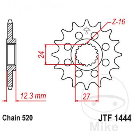 JT SPROCKETS pinion racing fine gear 15T P-520 Ø24/27 MM 726.04.62