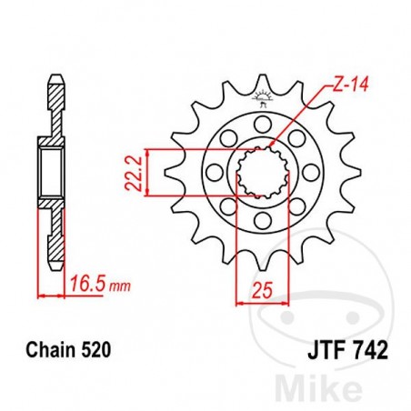 JT SPROCKETS pinion racing fine gear 15T P-520 Ø22/25 MM 726.09.38