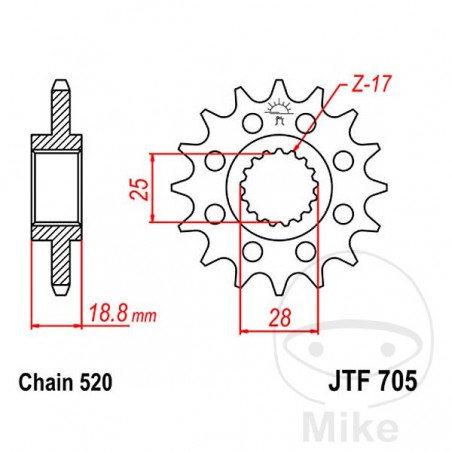 JT SPROCKETS pinion racing fine gear 15T P-520 Ø25/28 MM 726.44.19