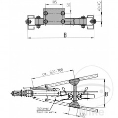 Soporte rueda de apoyo remolque 390/410 MM 338.04.43