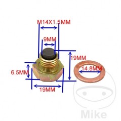 JMP Tornillo magnético de drenaje aceite titanio con junta M14X1.50 MM 723.93.20