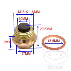 JMP Tornillo magnético de drenaje aceite titanio con junta M18X1.50 MM 723.93.38