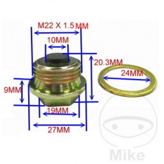 JMP Titanium Magnetic Oil Drain Screw with Gasket M22X1.50 MM 723.93.53