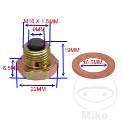 JMP Tornillo magnético de drenaje aceite titanio con junta M16X1.50 MM 723.93.61