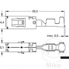 HERTH+BUSS Flat Plug Female Cable Connector 1.0-2.5 2.8 MM (50UD) 158.06.74