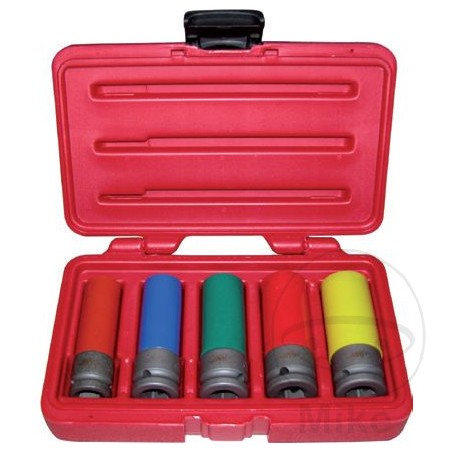 JMP Set of 5 coated hexagonal impact socket wrenches 1/2 15-17-19-21-22 MM 605.15.93