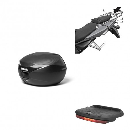SHAD Baul SH39 carbon + soporte montaje luz de freno KIT-438294