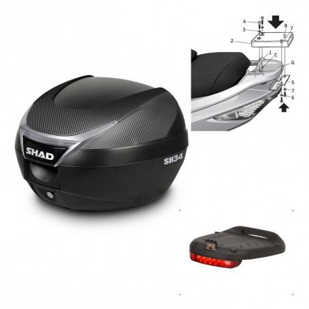 SHAD SH34 trunk + mounting bracket brake light KIT-440359