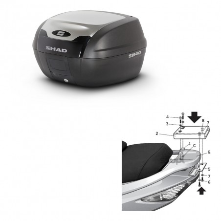 SHAD Baul SH40 ALU + soporte montaje KIT-441279
