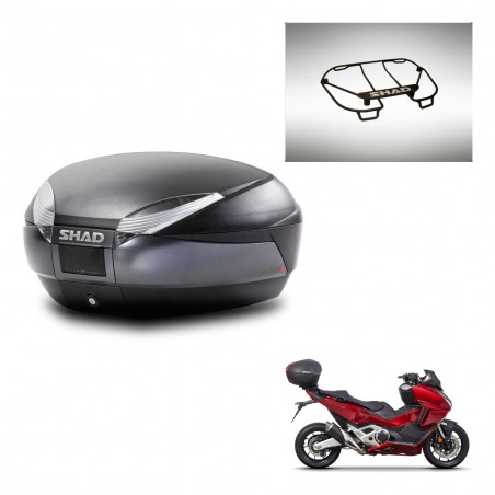 SHAD Baul SH48 + soporte montaje parrilla superior DARK GREY PREMIUM KIT-445748