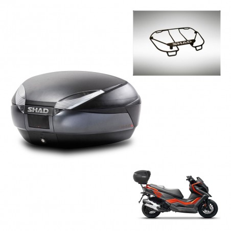 SHAD Baul SH48 + soporte montaje parrilla superior DARK GREY PREMIUM KIT-445780