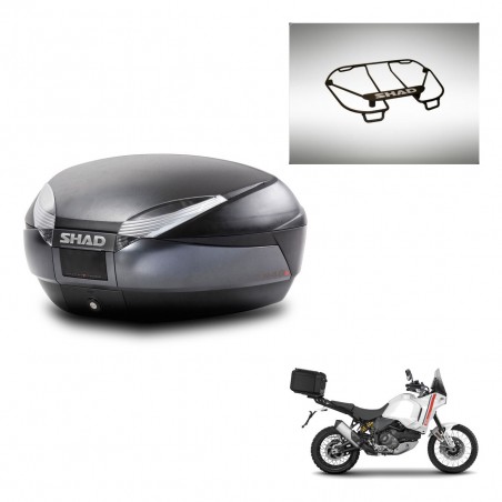 SHAD Baul SH48 + soporte montaje parrilla superior DARK GREY PREMIUM KIT-445988