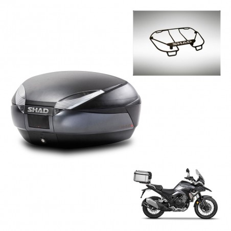 SHAD Baul SH48 + soporte montaje parrilla superior DARK GREY PREMIUM KIT-446020